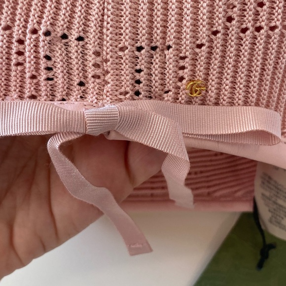 Gucci Beret Crochet Perforated Hat Pink Size Medium - Picture 10 of 15
